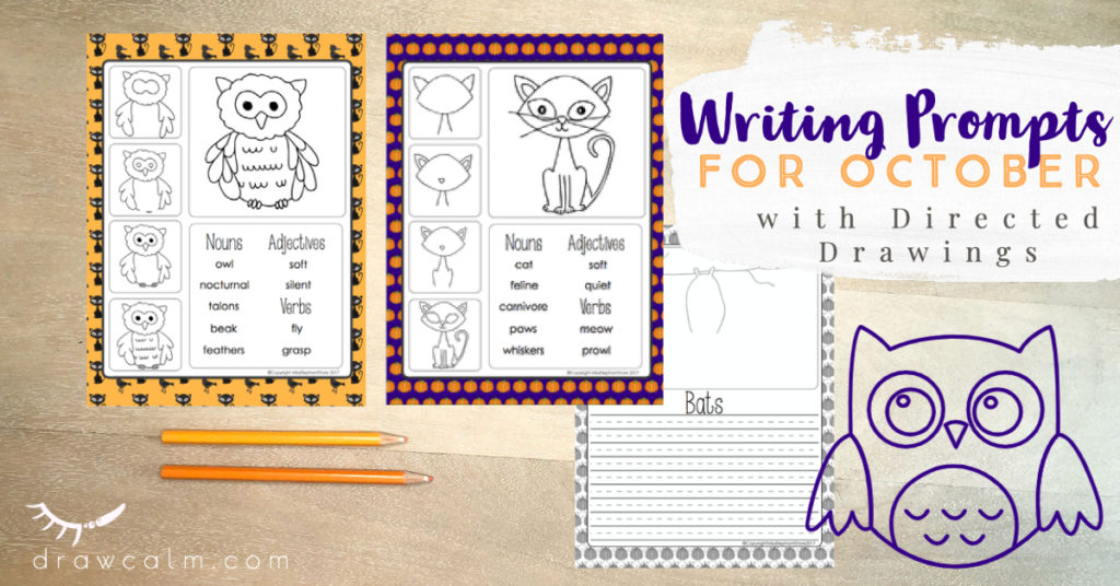 Owl and cat worksheet for first grade writing.