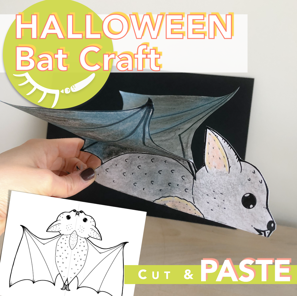 Printable bat craft that becomes 3D.