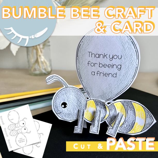 Printable bumble bee coloring page that transforms into a bee paper craft.