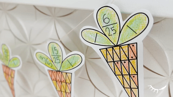 Printable carrot coloring page that turns into an Easter Garland paper craft.