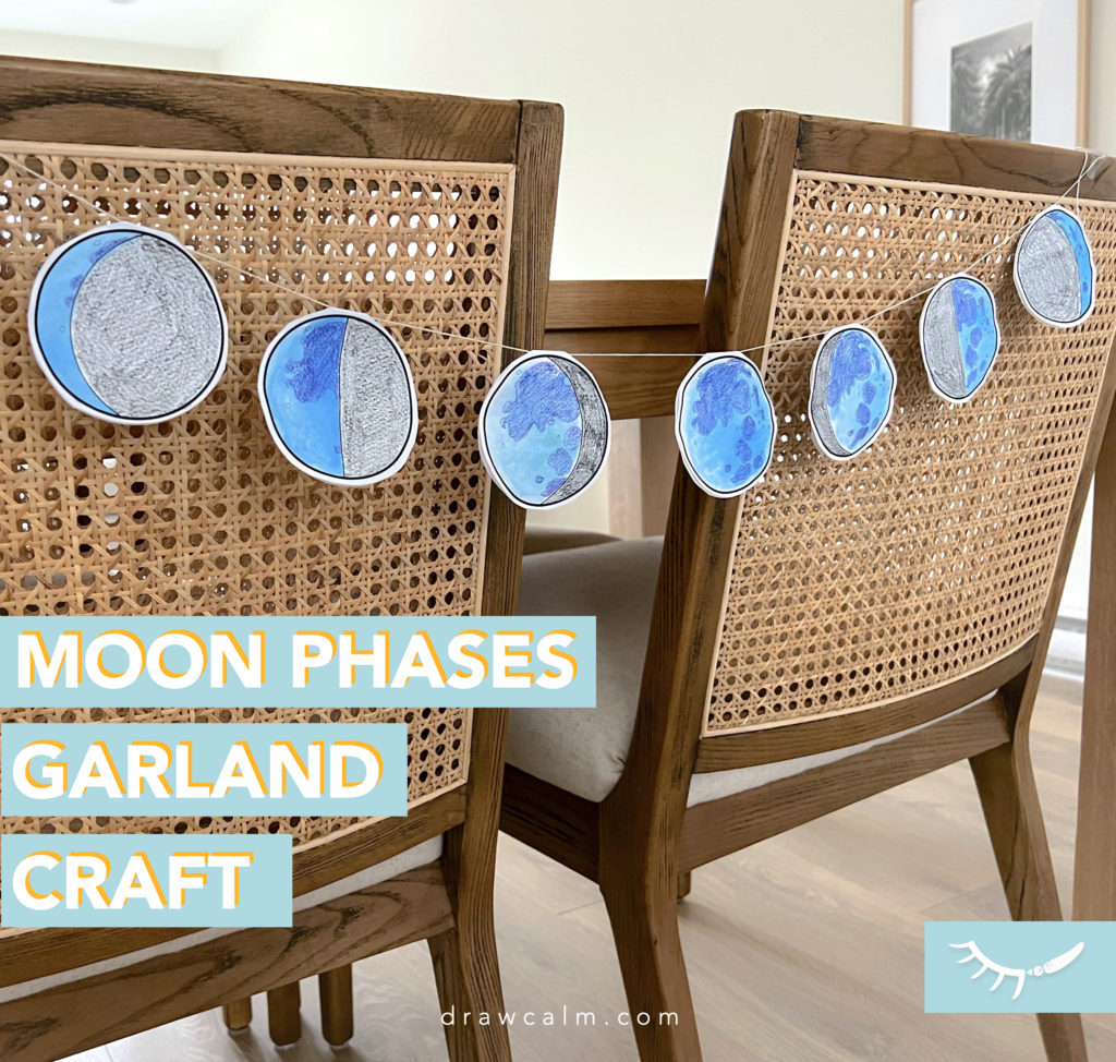 Printable moon phases craft for students to see the moon phases. Designed by draw calm.
