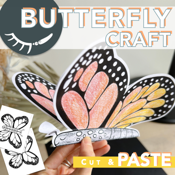 Printable butterfly paper craft of the adult stage butterfly life cycle.