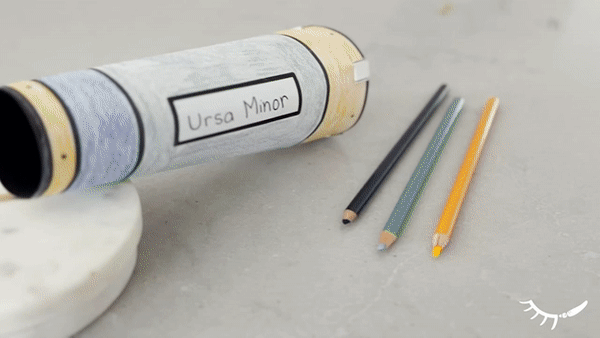 Printable telescope craft. To make this craft you need 2 pieces of paper. The constellations are attached to the inside.