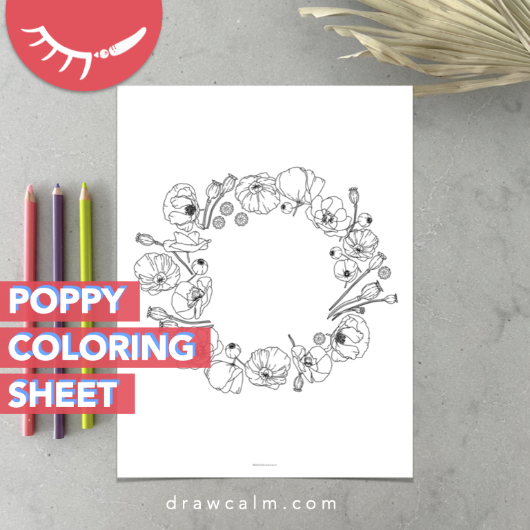 Poppy flower coloring page.