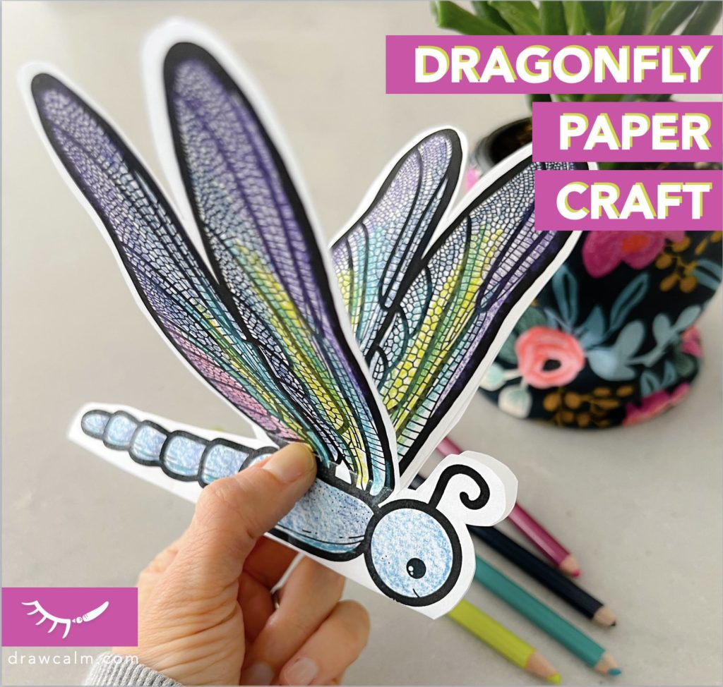 Printable dragonfly paper craft.