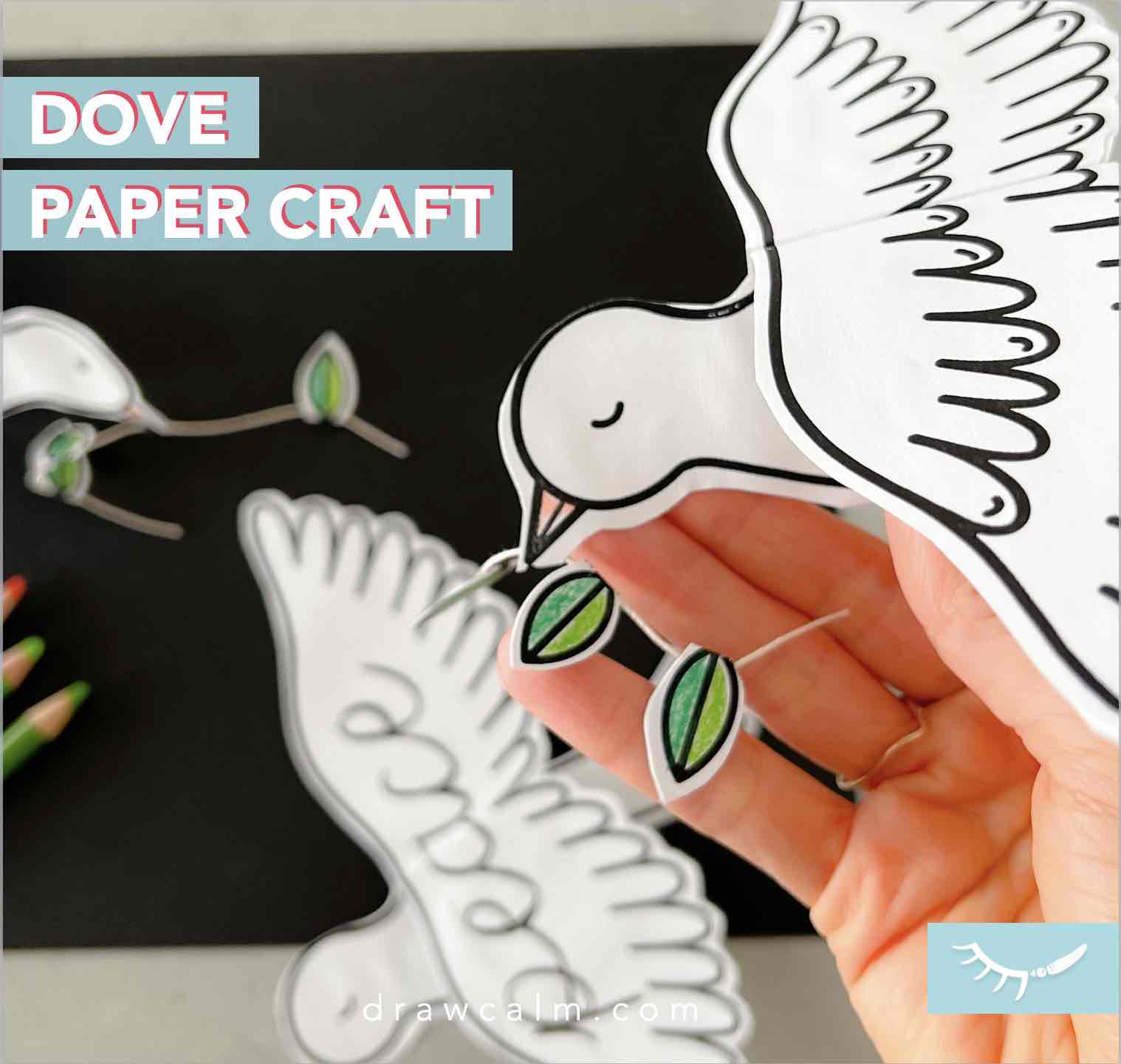 Printable instructions on how to make a bird in paper. Download has dove coloring page and instructions included.