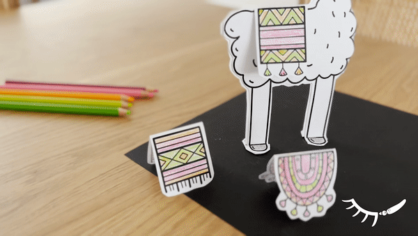 Printable llama craft template. When assembled, the llama can stand on its own.